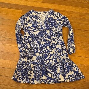 Lilly Pulitzer kids Blue and Cream Patterned Fabric cover up